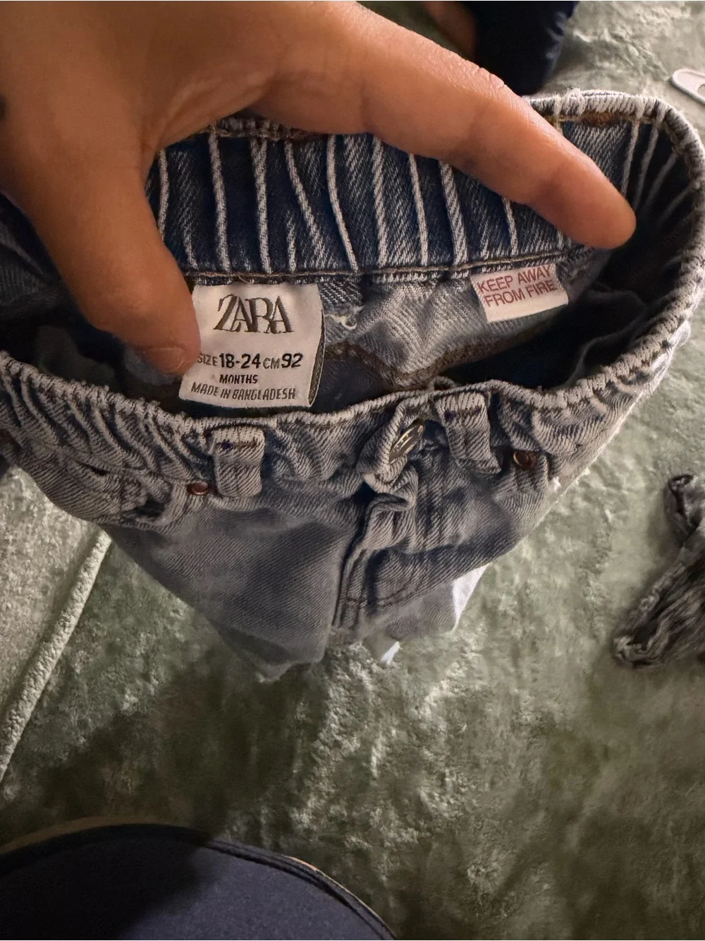 Zara Light Blue Distressed Elastic-Waist Kids Jeans